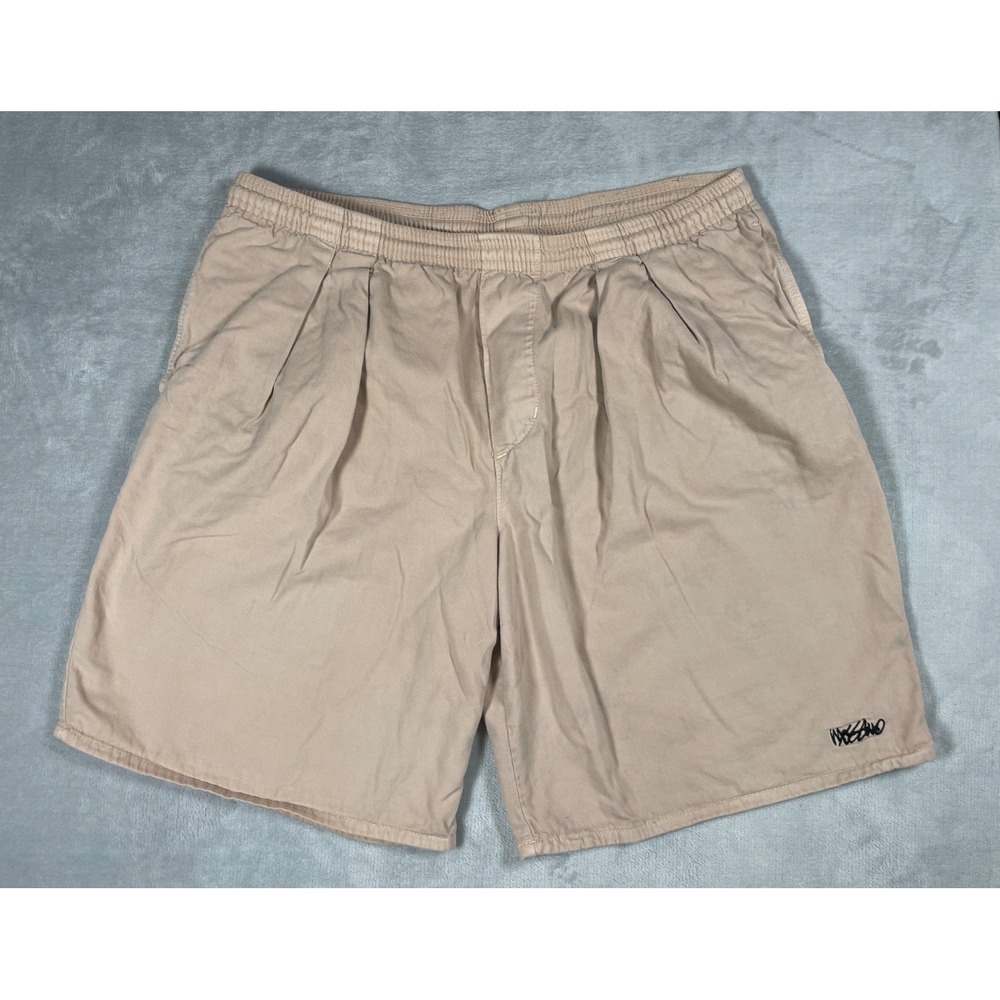 Vintage Mossimo Shorts Men M Beige Cotton Elastic Waist USA Made Casual 90s